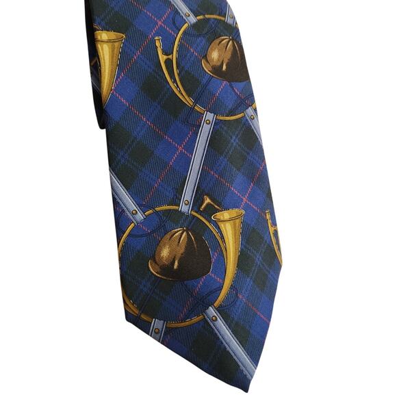 Polo Ralph Lauren Silk Equestrian Horse Bugle Riding Helmet Hunter Tie - Picture 1 of 2